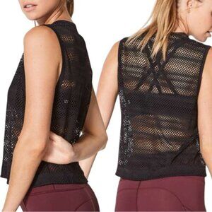 Lululemon Sweat Your Heart Out Tank Size 4 Black Mesh